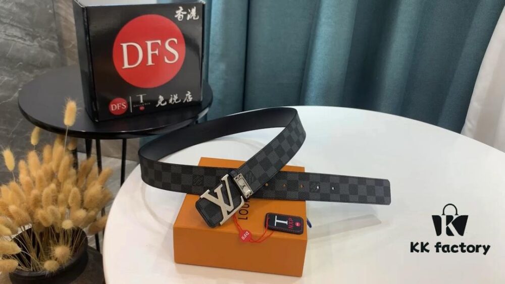New LV Monogram Checkered Belt, Fashionable and Casual Style, Available on Official Website