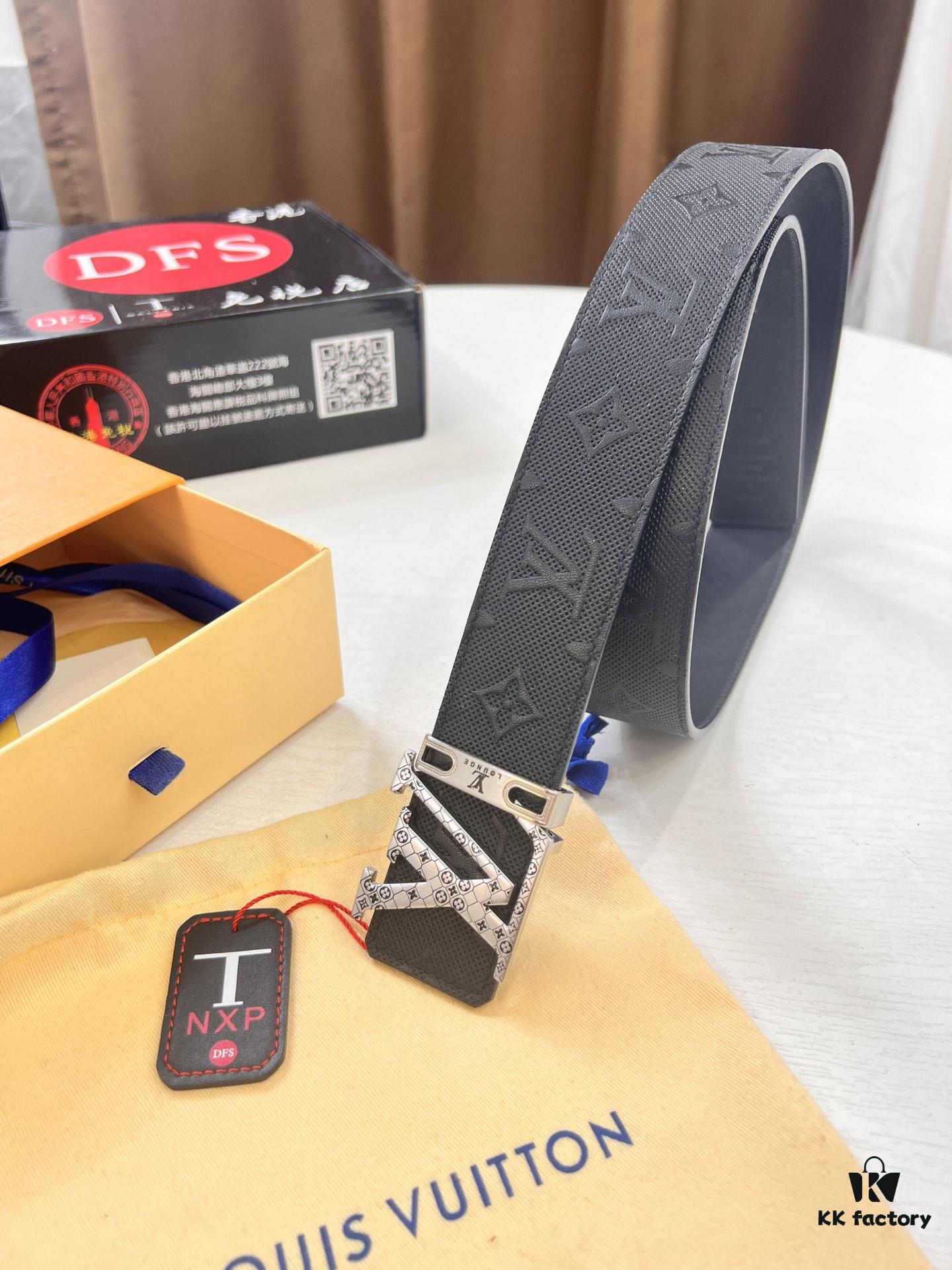 Louis Vuitton LV Men's Belt, 3.8cm Width, Full-Grain Cowhide Leather, Reversible Design, Premium Quality with NXP Anti-Counterfeit Chip