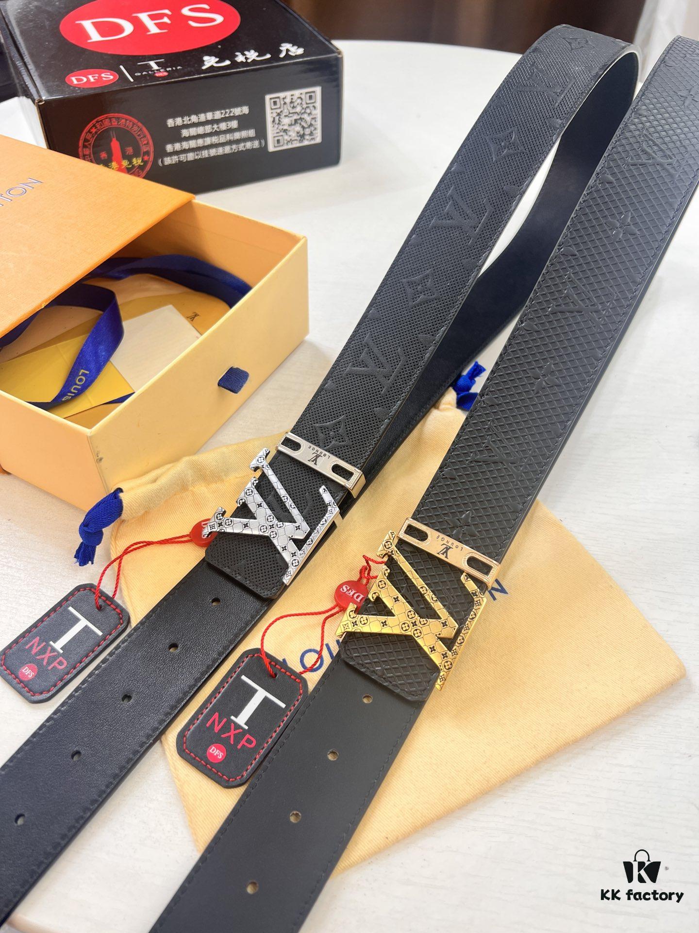 Louis Vuitton LV Men's Belt, 3.8cm Width, Full-Grain Cowhide Leather, Reversible Design, Premium Quality with NXP Anti-Counterfeit Chip