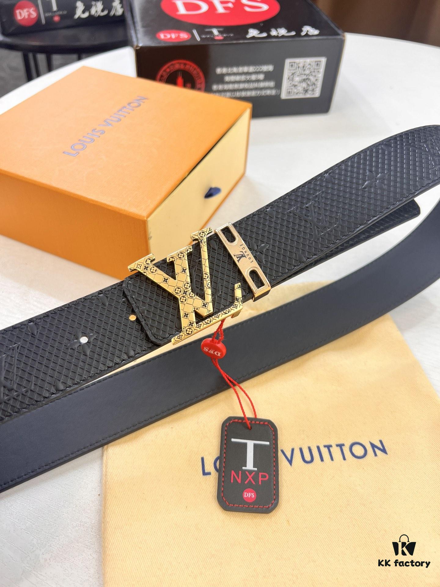 Arrival 🎺🎺 Real Photo, Louis Vuitton LV Men's Belt, ZP Mould Design, Imported Genuine Original Print, Top Grain Cowhide Leather, Precision Metal Letters, Double-Sided Usage, 3.8cm Width