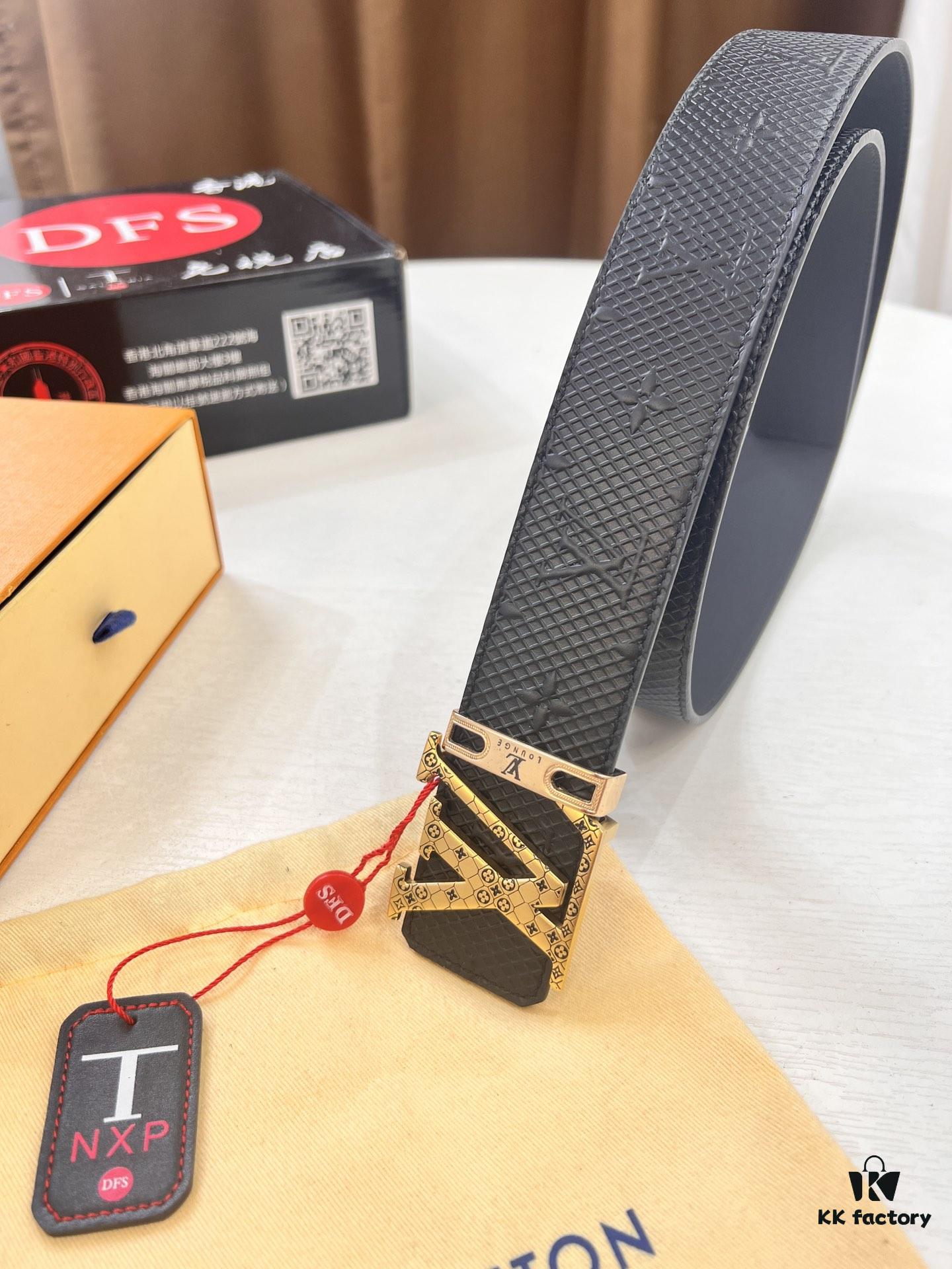 Arrival 🎺🎺 Real Photo, Louis Vuitton LV Men's Belt, ZP Mould Design, Imported Genuine Original Print, Top Grain Cowhide Leather, Precision Metal Letters, Double-Sided Usage, 3.8cm Width