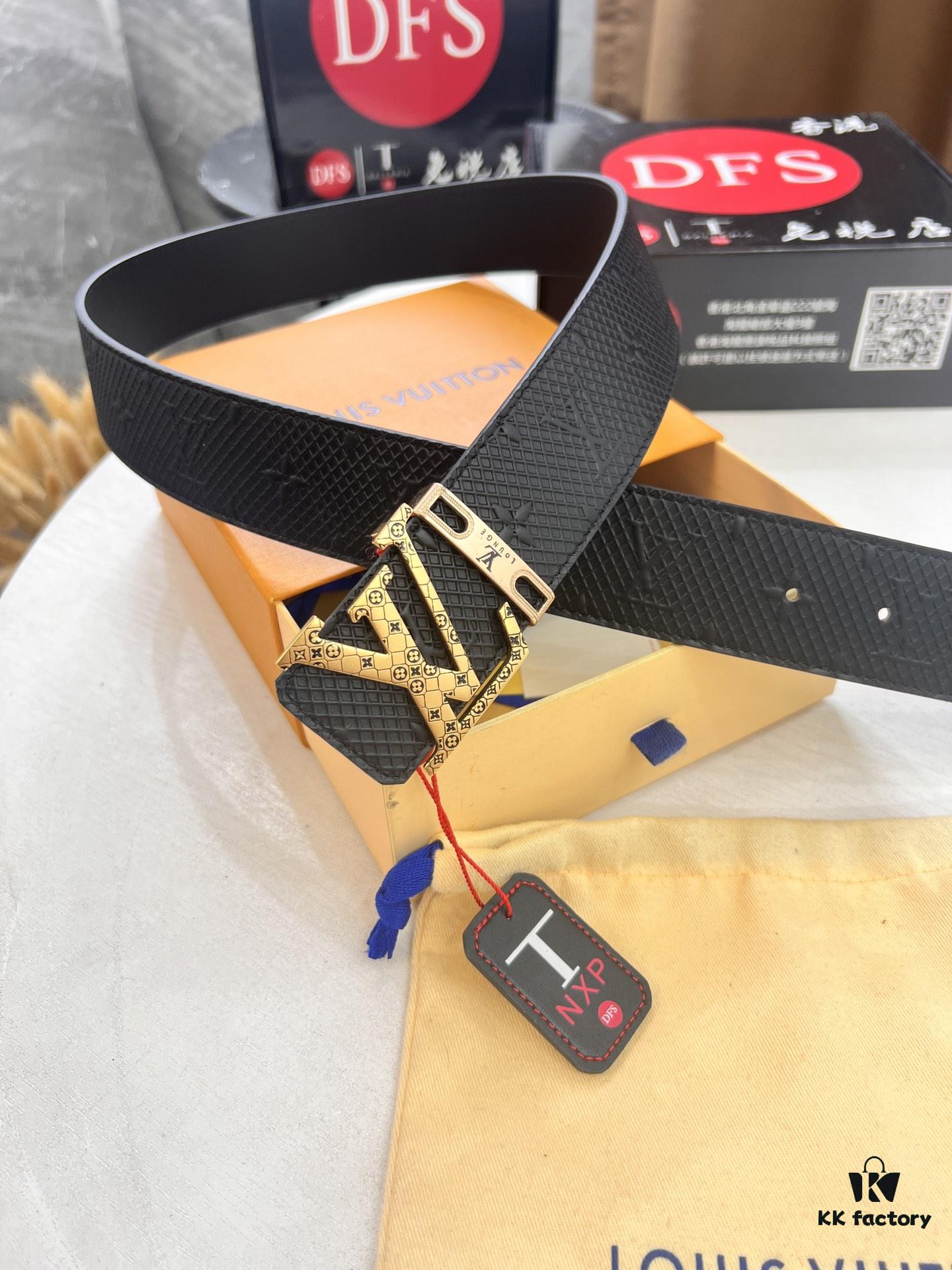 Arrival 🎺🎺 Real Photo, Louis Vuitton LV Men's Belt, ZP Mould Design, Imported Genuine Original Print, Top Grain Cowhide Leather, Precision Metal Letters, Double-Sided Usage, 3.8cm Width