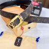 LV Men's Belt, New Monogram PVC Imported Fabric, Genuine Cowhide with Diamond-Paved Box Letter Hardware, 3.8cm Width