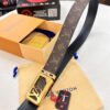 LV Men's Belt, New Monogram PVC Imported Fabric, Genuine Cowhide with Diamond-Paved Box Letter Hardware, 3.8cm Width