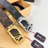 LV Men's Belt, New Monogram PVC Imported Fabric, Genuine Cowhide with Diamond-Paved Box Letter Hardware, 3.8cm Width