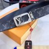 LV Men's Belt, New Arrival Monogram PVC Imported Fabric, Genuine Cowhide with Diamond-Paved Box Letter Hardware