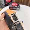 LV Men's Belt, New Arrival Monogram PVC Imported Fabric, Genuine Cowhide with Diamond-Paved Box Letter Hardware