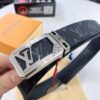 LV Men's Belt, New Arrival Monogram PVC Imported Fabric, Genuine Cowhide with Diamond-Paved Box Letter Hardware
