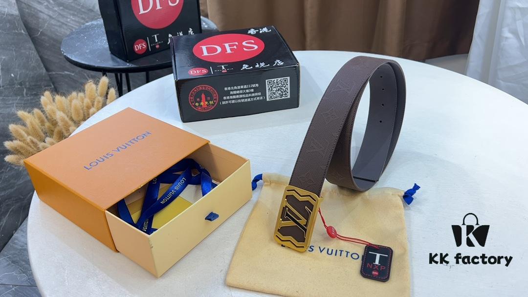 LV New Arrival Embossed Leather Belt, Fashionable and Casual Double-Sided Design