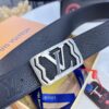 Top-Tier LV Louis Vuitton L-Logo Polished Stainless Steel Buckle Belt - Genuine French Imported Embossed Calfskin, 3.8cm Width, with NXP Anti-Counterfeit Chip (Original Gift Box Included)