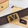 Top-Tier LV Louis Vuitton Belt - Genuine Mold L Letter Polished Stainless Steel Hardware, Inner Buckle Design, 3.8cm Width, Premium French Imported Embossed Cowhide Leather