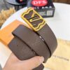 Top-Tier LV Louis Vuitton Belt - Genuine Mold L Letter Polished Stainless Steel Hardware, Inner Buckle Design, 3.8cm Width, Premium French Imported Embossed Cowhide Leather