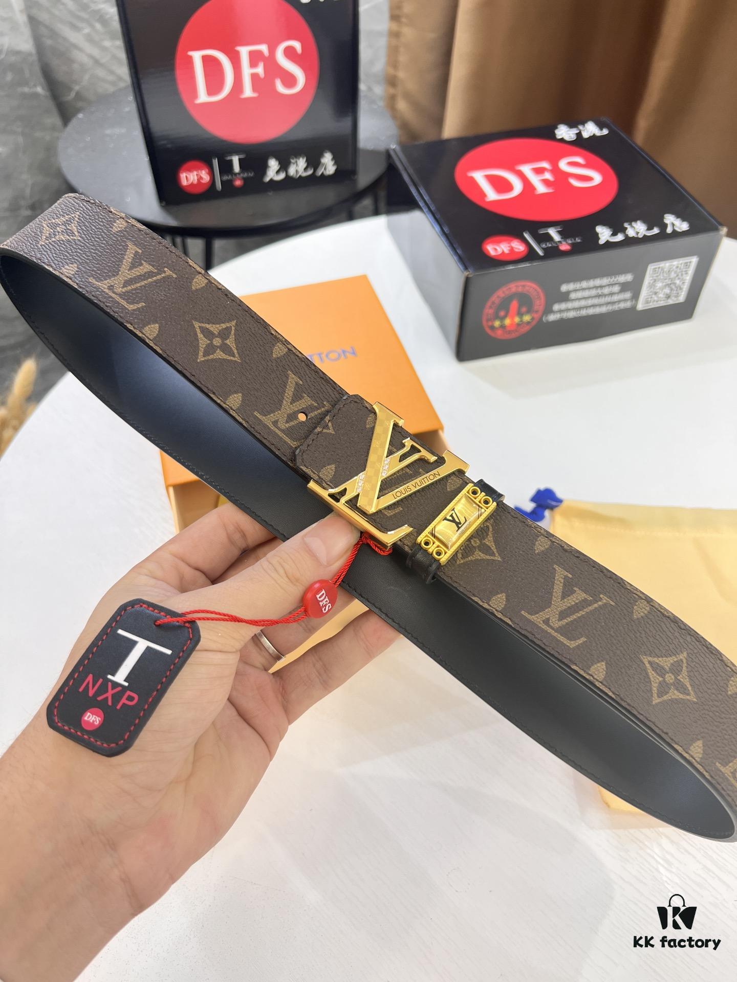 Louis Vuitton LV Belt, ZP Synchronized New Men's Belt with Monogram Imported Fabric, Full-Grain Cowhide, Reversible Design, Diamond-Paved Letter Hardware, 3.8cm Width