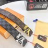 Louis Vuitton LV Belt, ZP Synchronized New Men's Belt with Monogram Imported Fabric, Full-Grain Cowhide, Reversible Design, Diamond-Paved Letter Hardware, 3.8cm Width
