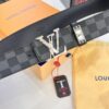 Louis Vuitton LV Belt, New Men's Leather Belt with Monogram Pattern, Imported Fabric, Reversible Design, Diamond-Paved Letters, 3.8cm Width