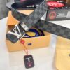 Louis Vuitton LV Belt, New Men's Leather Belt with Monogram Pattern, Imported Fabric, Reversible Design, Diamond-Paved Letters, 3.8cm Width