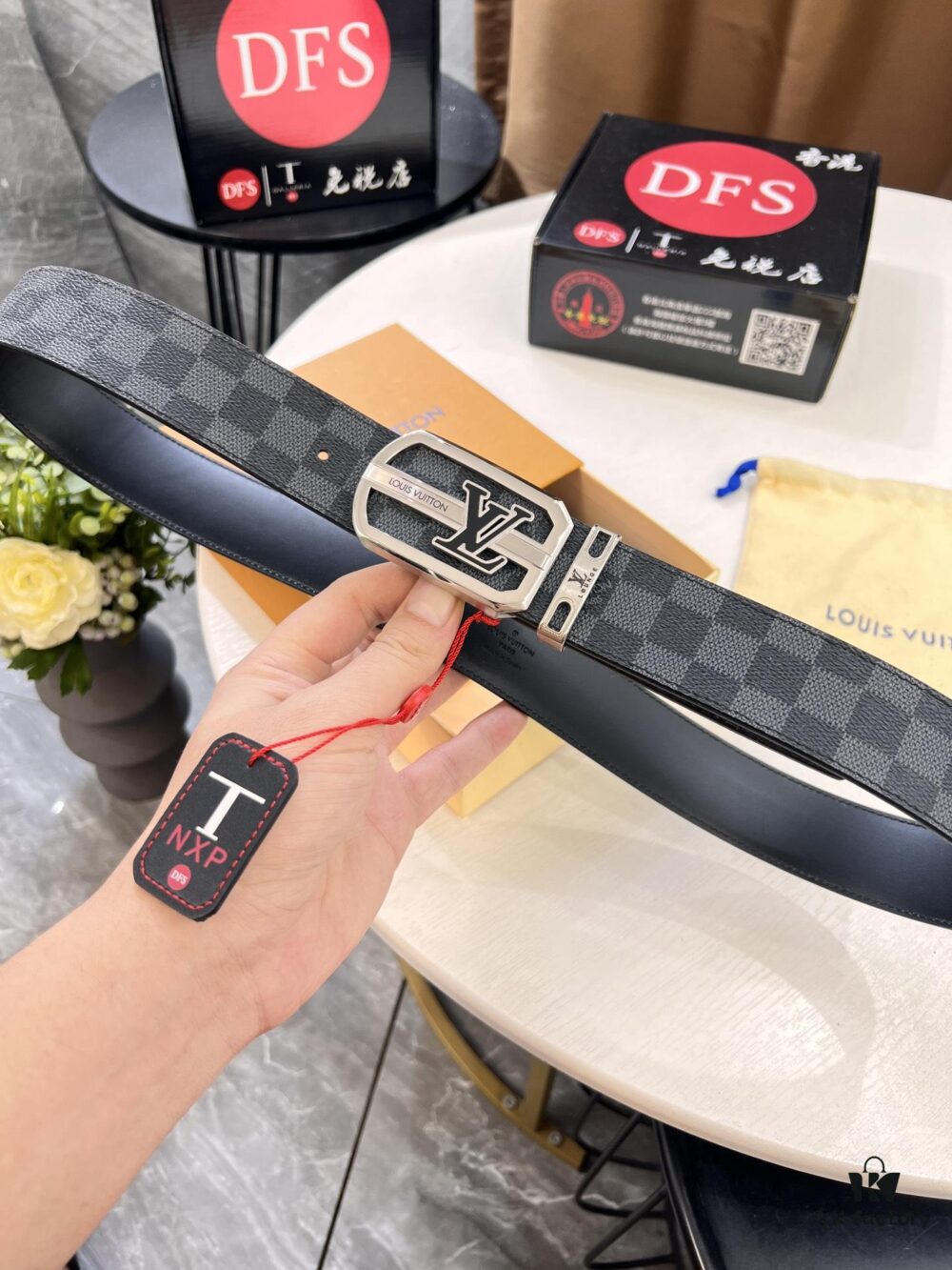 Shop Owner Recommended Louis Vuitton LV Belt, ZP Synchronized New Men's PVC Monogram Belt with Imported Fabric and Genuine Calfskin, 3.8cm Width