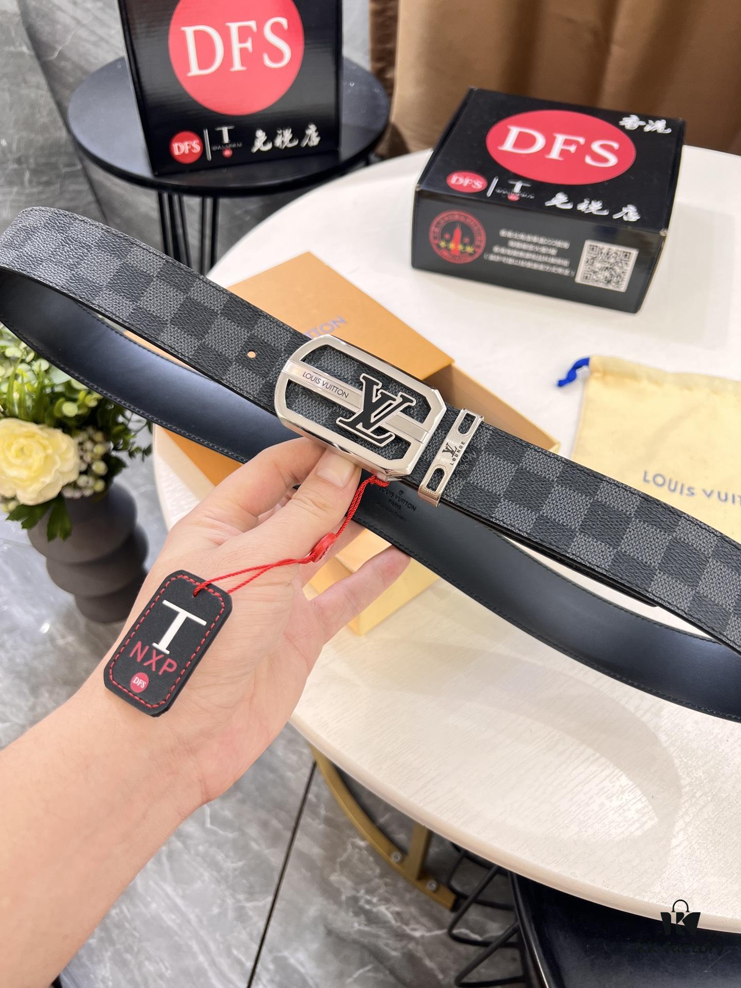 Shop Owner Recommended Louis Vuitton LV Belt, ZP Synchronized New Men's PVC Monogram Belt with Imported Fabric and Genuine Calfskin, 3.8cm Width