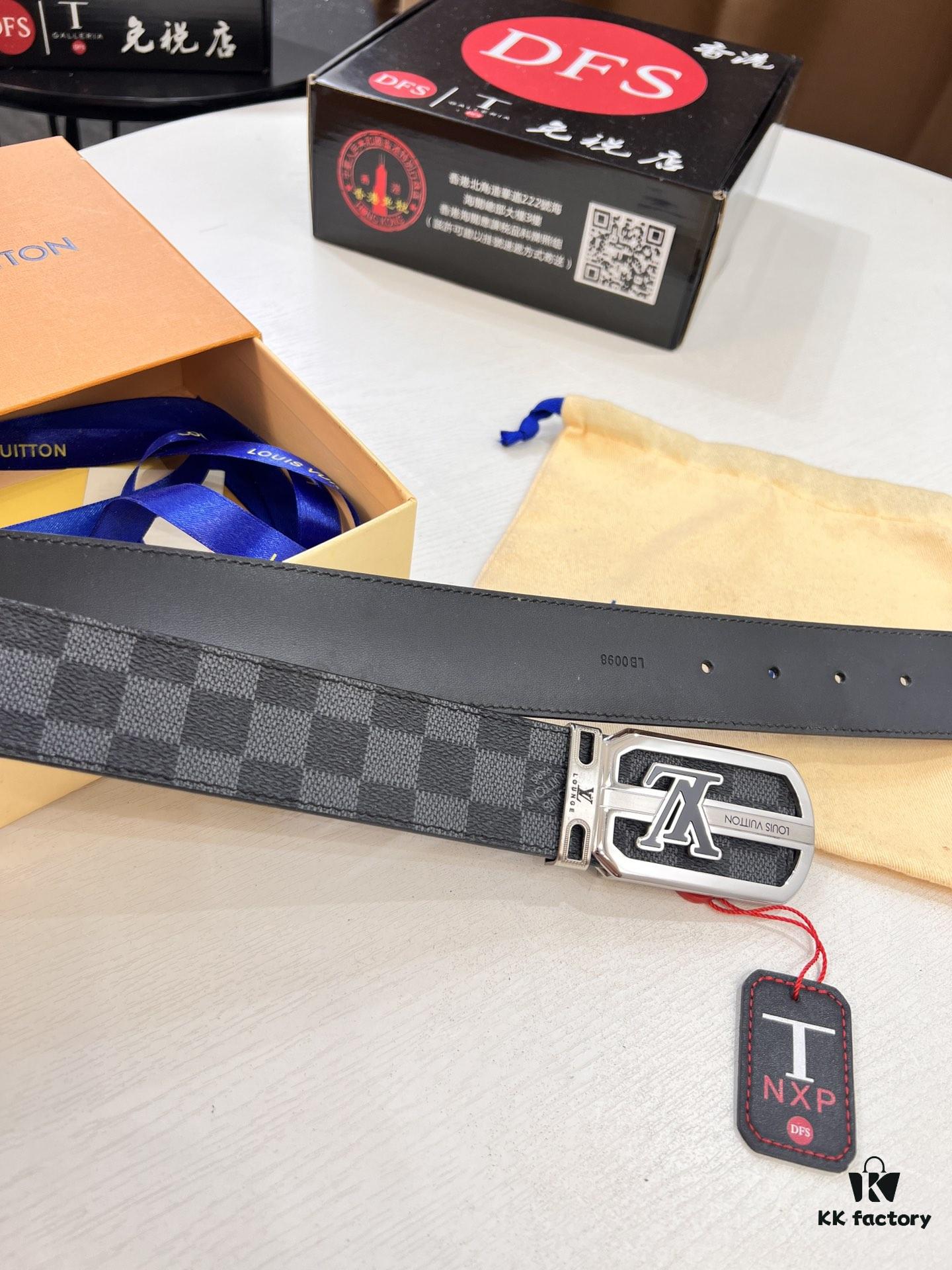 Shop Owner Recommended Louis Vuitton LV Belt, ZP Synchronized New Men's PVC Monogram Belt with Imported Fabric and Genuine Calfskin, 3.8cm Width