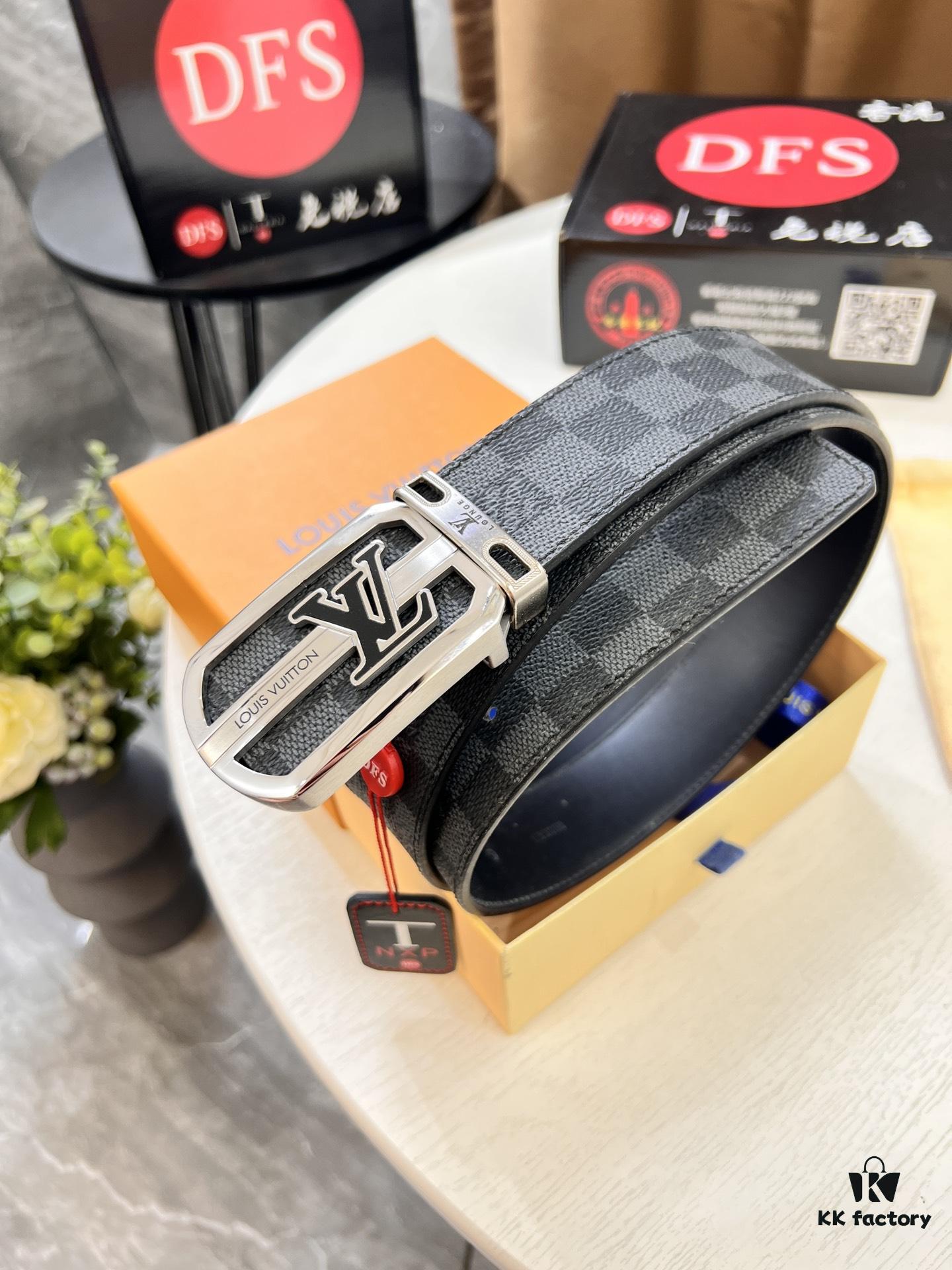 Shop Owner Recommended Louis Vuitton LV Belt, ZP Synchronized New Men's PVC Monogram Belt with Imported Fabric and Genuine Calfskin, 3.8cm Width