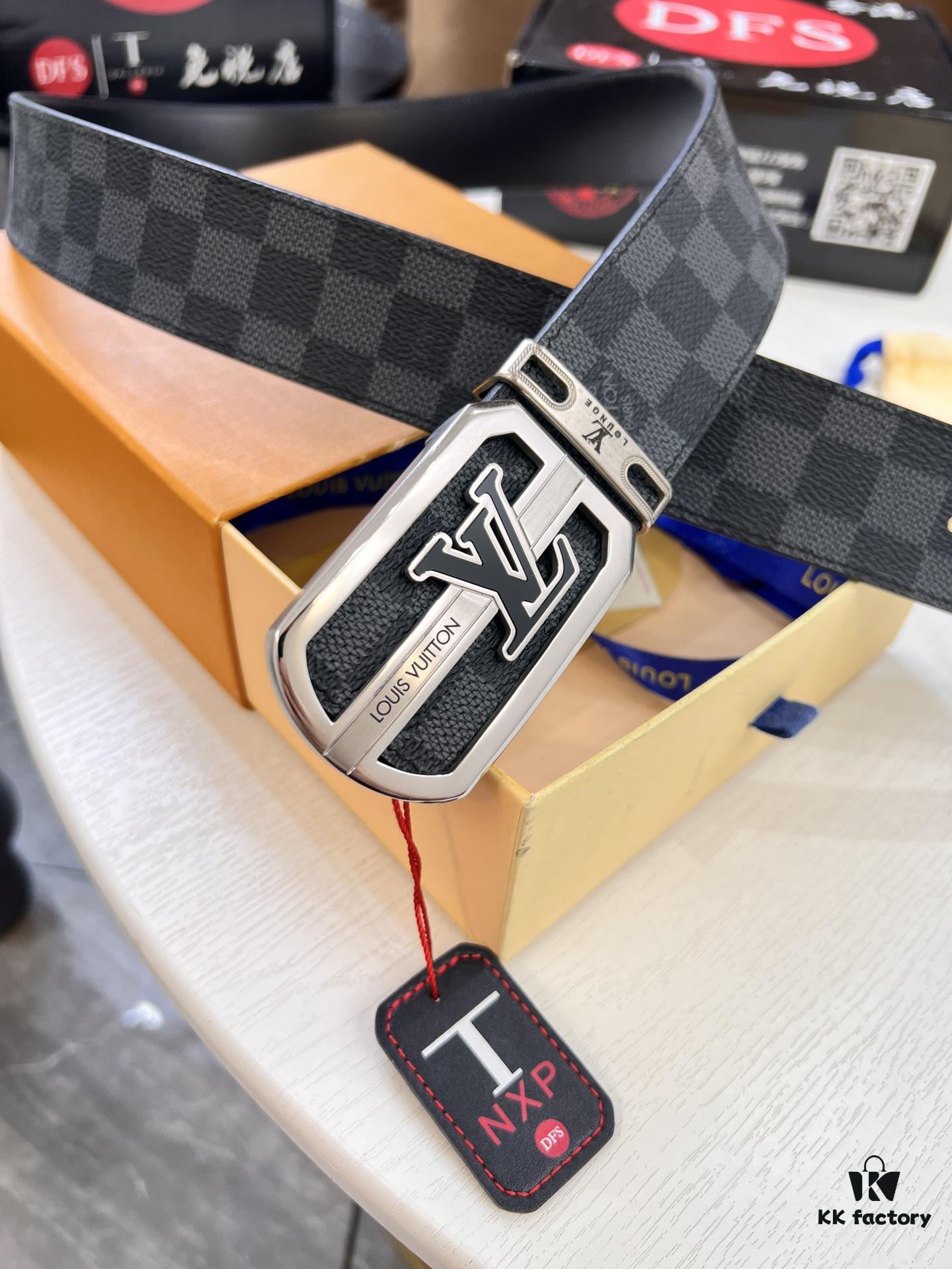 Shop Owner Recommended Louis Vuitton LV Belt, ZP Synchronized New Men's PVC Monogram Belt with Imported Fabric and Genuine Calfskin, 3.8cm Width