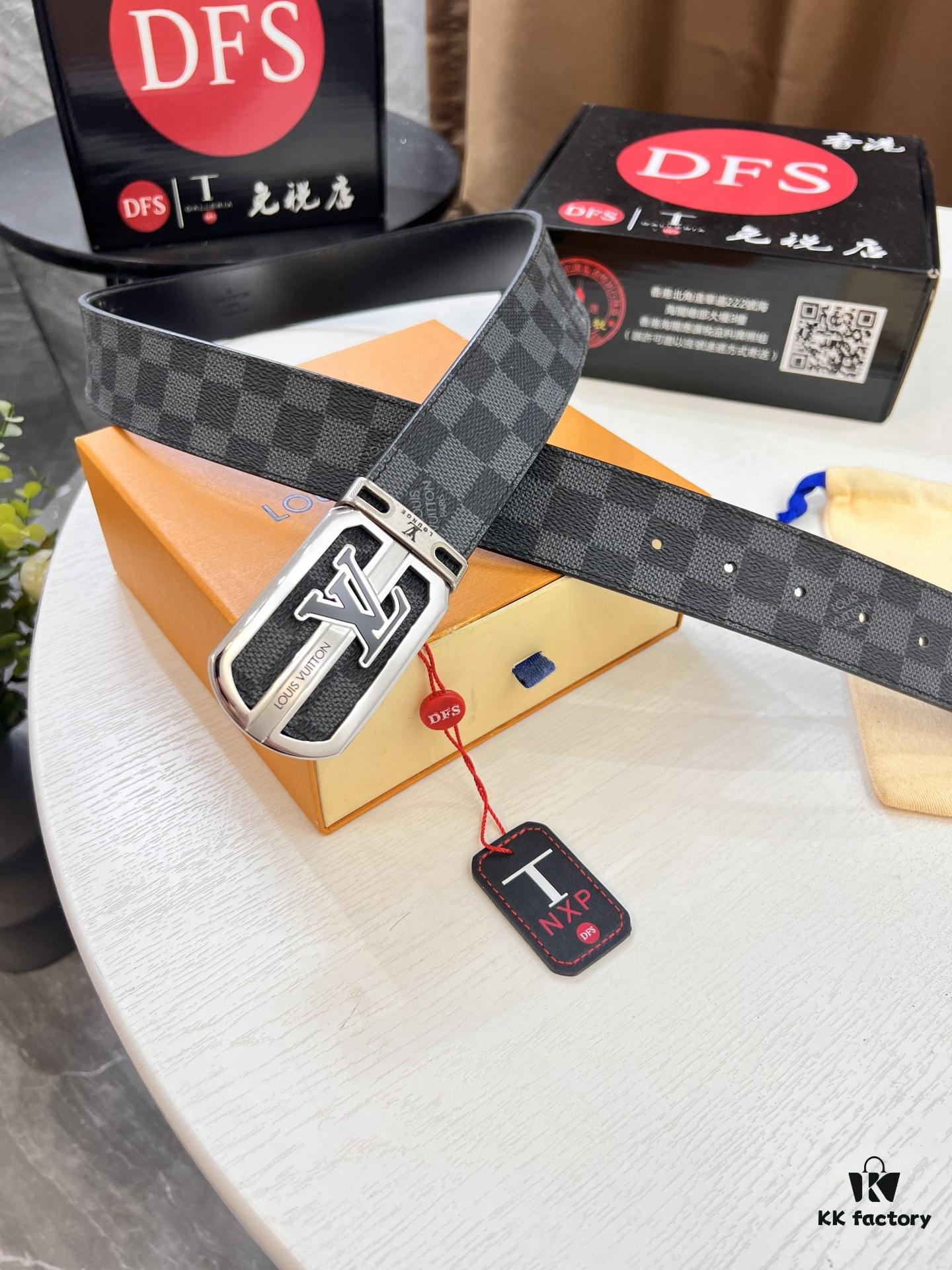 Shop Owner Recommended Louis Vuitton LV Belt, ZP Synchronized New Men's PVC Monogram Belt with Imported Fabric and Genuine Calfskin, 3.8cm Width