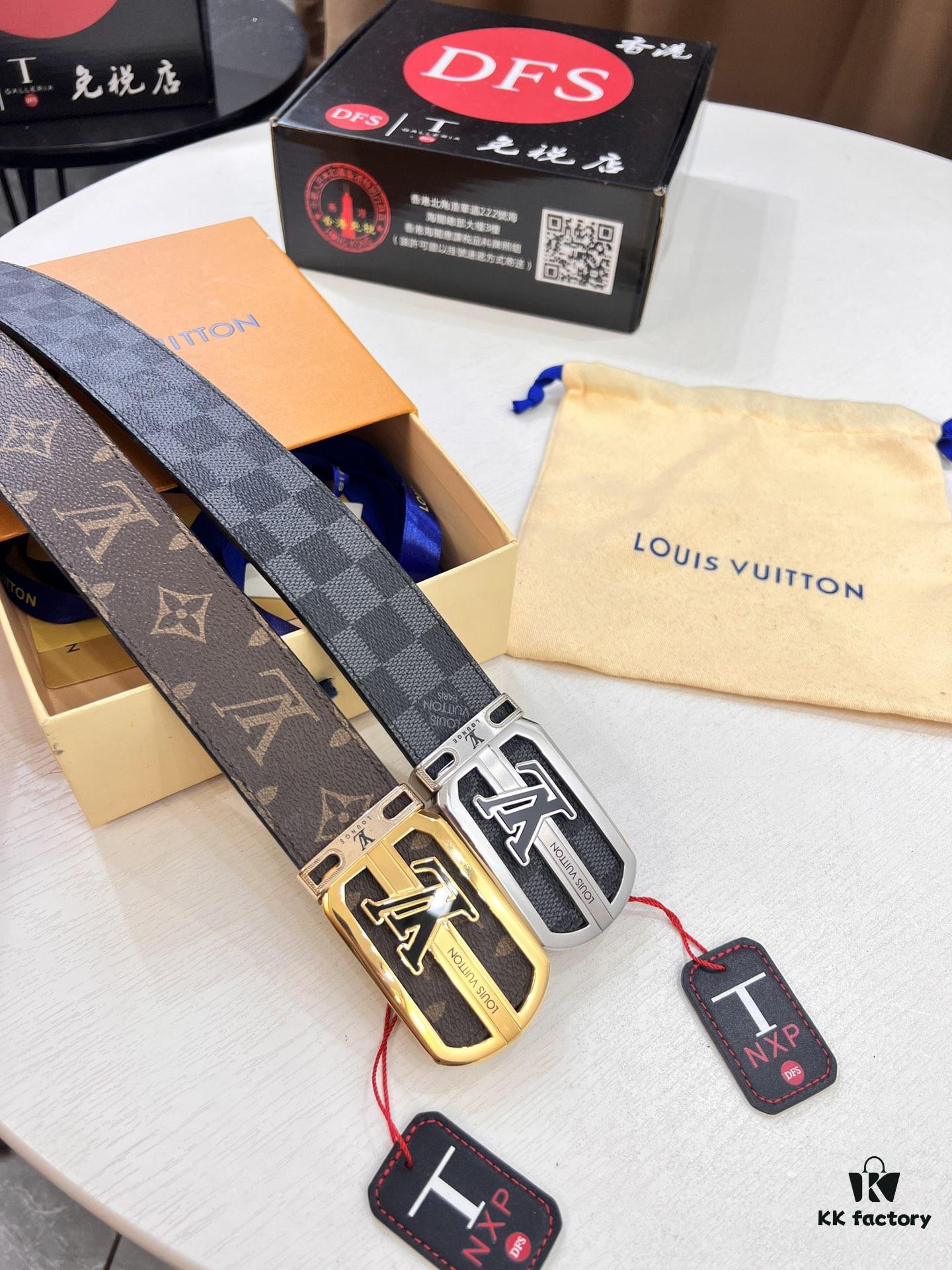 Shop Owner Recommended Louis Vuitton LV Belt, ZP Synchronized New Men's PVC Monogram Belt with Imported Fabric and Genuine Calfskin, 3.8cm Width