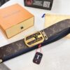LV Men's Belt, New Arrival, Monogram PVC Imported Fabric, Full Grain Cowhide Leather, 3.8cm Width