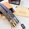 LV Men's Belt, New Arrival, Monogram PVC Imported Fabric, Full Grain Cowhide Leather, 3.8cm Width