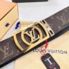 LV Men's Belt, New Arrival Louis Vuitton Monogram PVC Imported Fabric with Original Calfskin Leather, Diamond-Paved Letter Hardware, 3.8cm Width