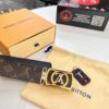 LV Men's Belt, New Arrival Louis Vuitton Monogram PVC Imported Fabric with Original Calfskin Leather, Diamond-Paved Letter Hardware, 3.8cm Width
