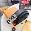 LV Men's Belt, New Monogram PVC Imported Fabric, Genuine Cowhide with Diamond-Encrusted Buckle, 3.8cm Width