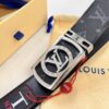 LV Men's Belt, New Monogram PVC Imported Fabric, Genuine Cowhide with Diamond-Encrusted Buckle, 3.8cm Width