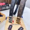 LV Men's Belt, New Monogram PVC Imported Fabric, Genuine Cowhide with Diamond-Encrusted Buckle, 3.8cm Width