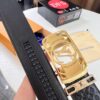 Louis Vuitton Automatic Buckle Belt, Top-Quality Genuine Leather, Imported Full-Grain Calfskin with Refined Grain Texture, 3.5 cm Width, Luxury Business Formal Accessory