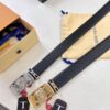 Louis Vuitton Automatic Buckle Belt, Top-Quality Genuine Leather, Imported Full-Grain Calfskin with Refined Grain Texture, 3.5 cm Width, Luxury Business Formal Accessory