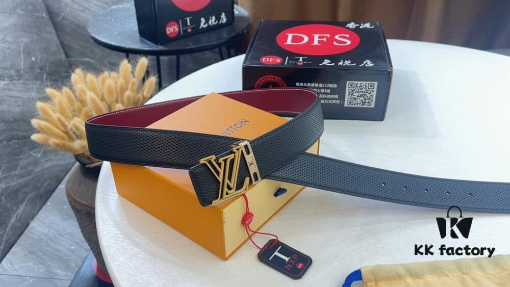 LV New Embossed Leather Belt, Fashionable Casual Reversible Style with Video Anti-Counterfeit Wireless Network Sensing