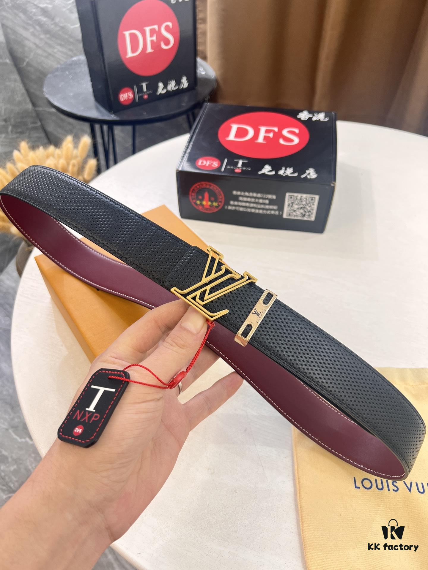 Louis Vuitton LV Belt - Top-Tier Genuine Leather with NXP RFID Chip, Hong Kong Duty-Free Gift Box, Embossed French Full-Grain Calfskin, 3.8cm Width