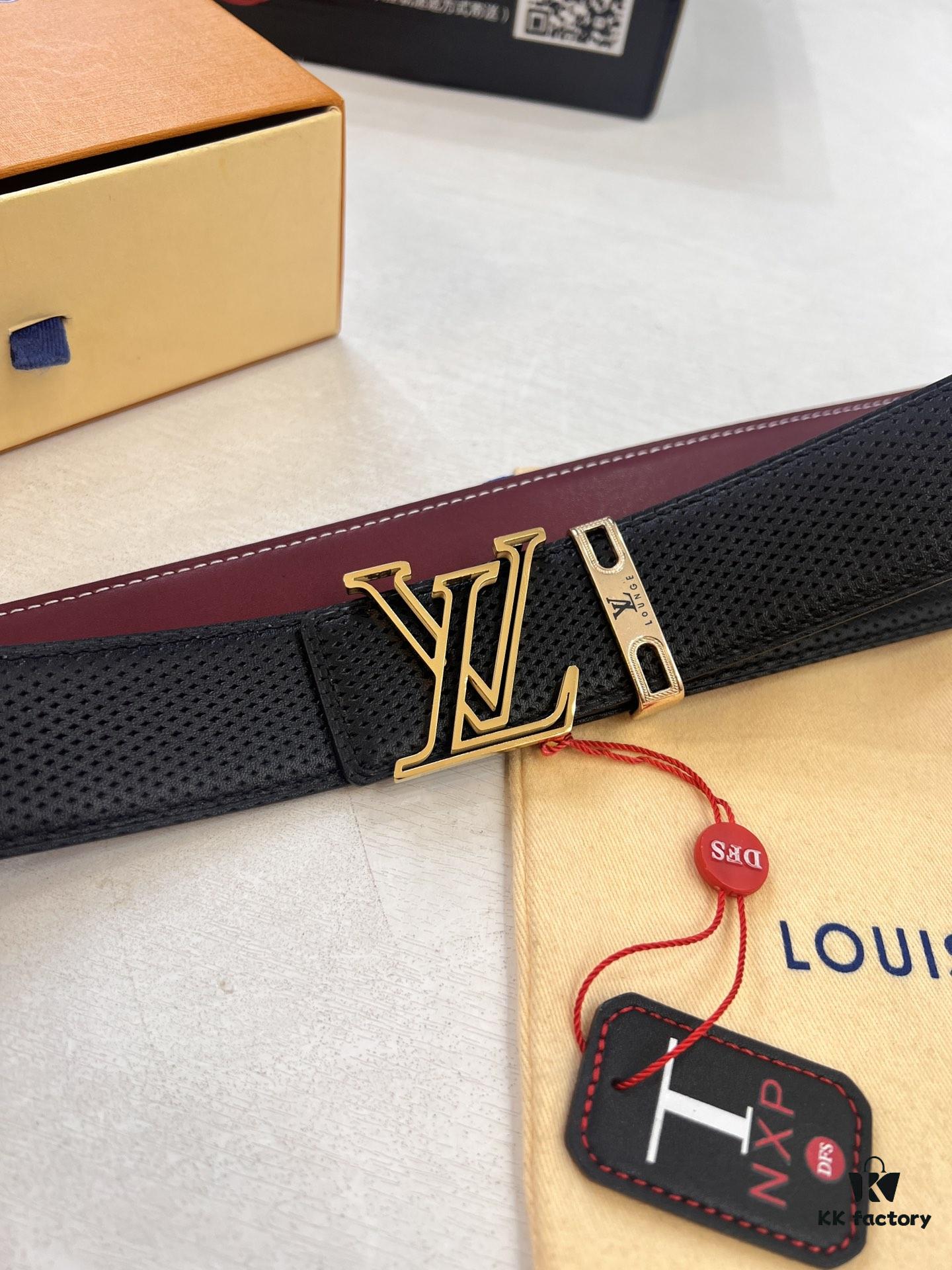 Louis Vuitton LV Belt - Top-Tier Genuine Leather with NXP RFID Chip, Hong Kong Duty-Free Gift Box, Embossed French Full-Grain Calfskin, 3.8cm Width