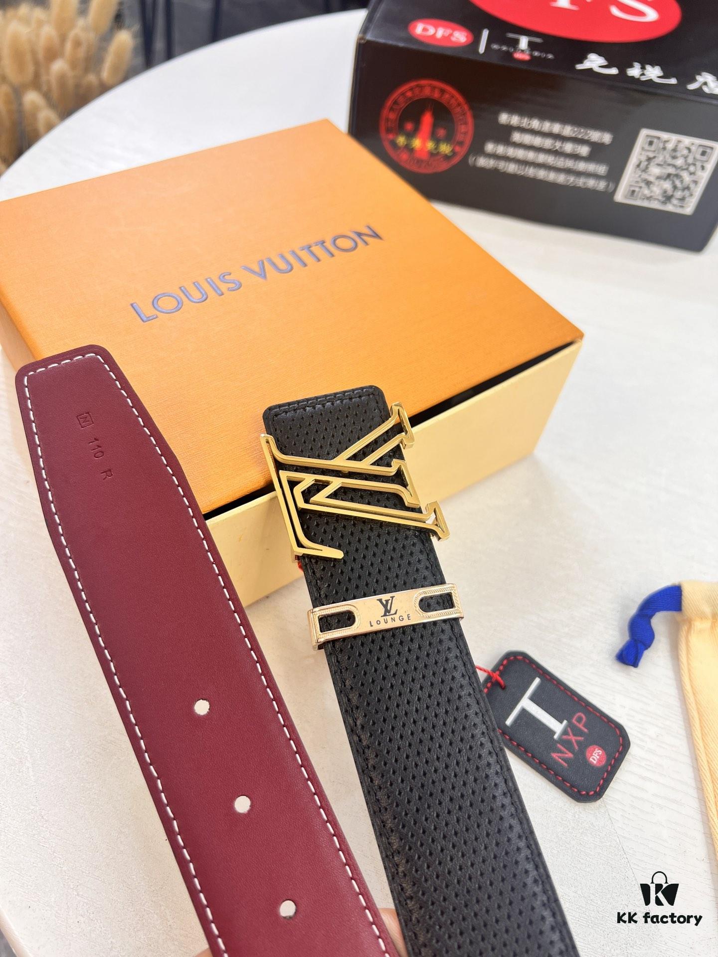 Louis Vuitton LV Belt - Top-Tier Genuine Leather with NXP RFID Chip, Hong Kong Duty-Free Gift Box, Embossed French Full-Grain Calfskin, 3.8cm Width