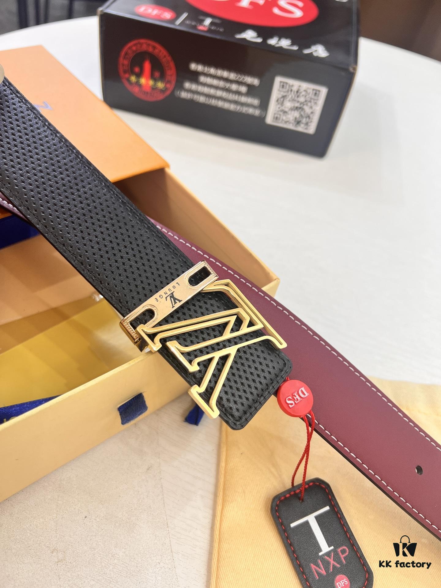 Louis Vuitton LV Belt - Top-Tier Genuine Leather with NXP RFID Chip, Hong Kong Duty-Free Gift Box, Embossed French Full-Grain Calfskin, 3.8cm Width