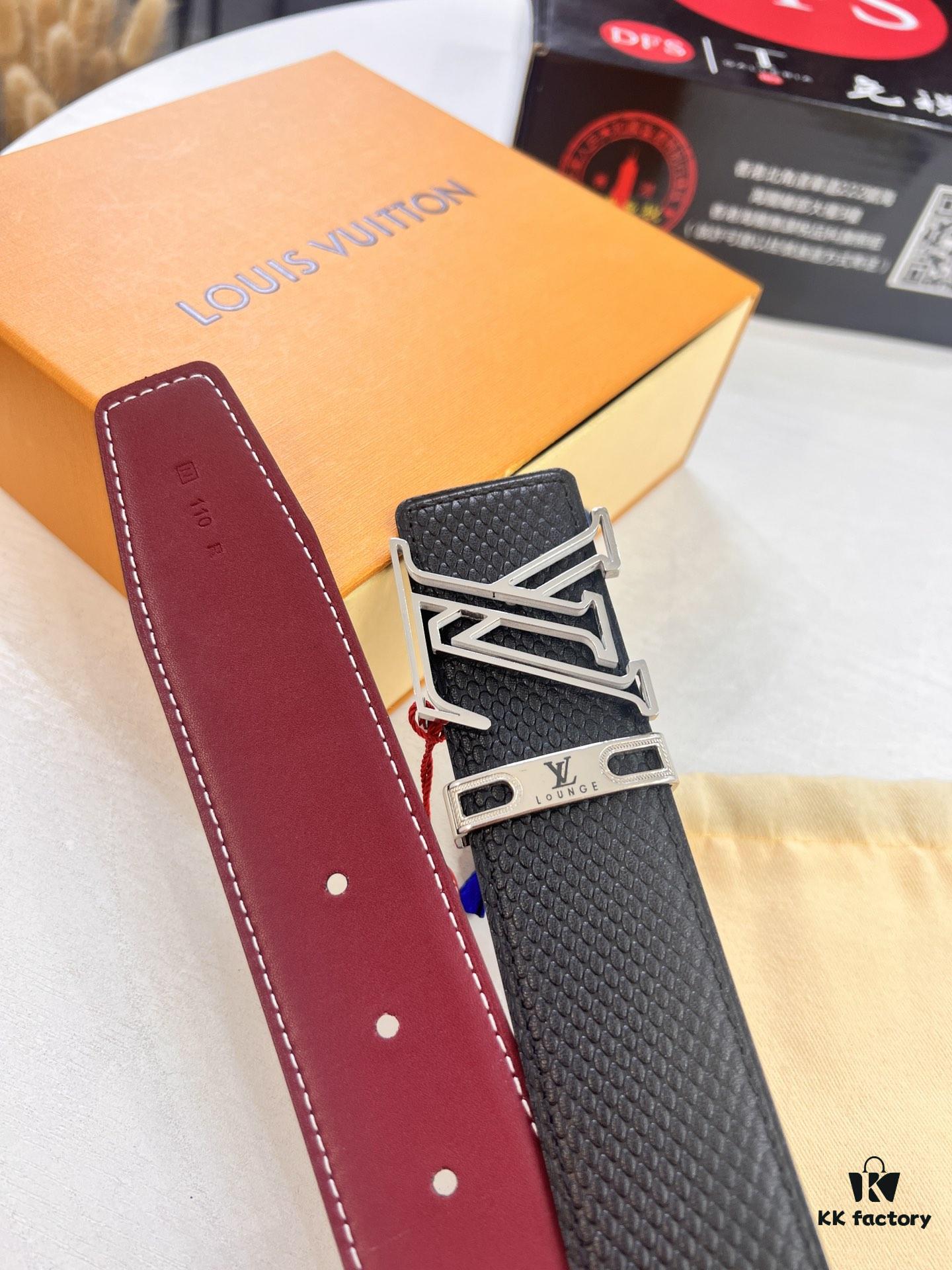 Top-Tier Louis Vuitton LV Belt - Genuine Embossed Full-Grain French Calfskin, 3.8cm Width, Steel Hardware, NXP RFID Chip Verified, Original Gift Box