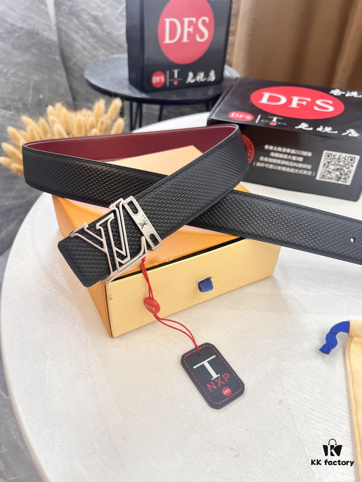 Top-Tier Louis Vuitton LV Belt - Genuine Embossed Full-Grain French Calfskin, 3.8cm Width, Steel Hardware, NXP RFID Chip Verified, Original Gift Box