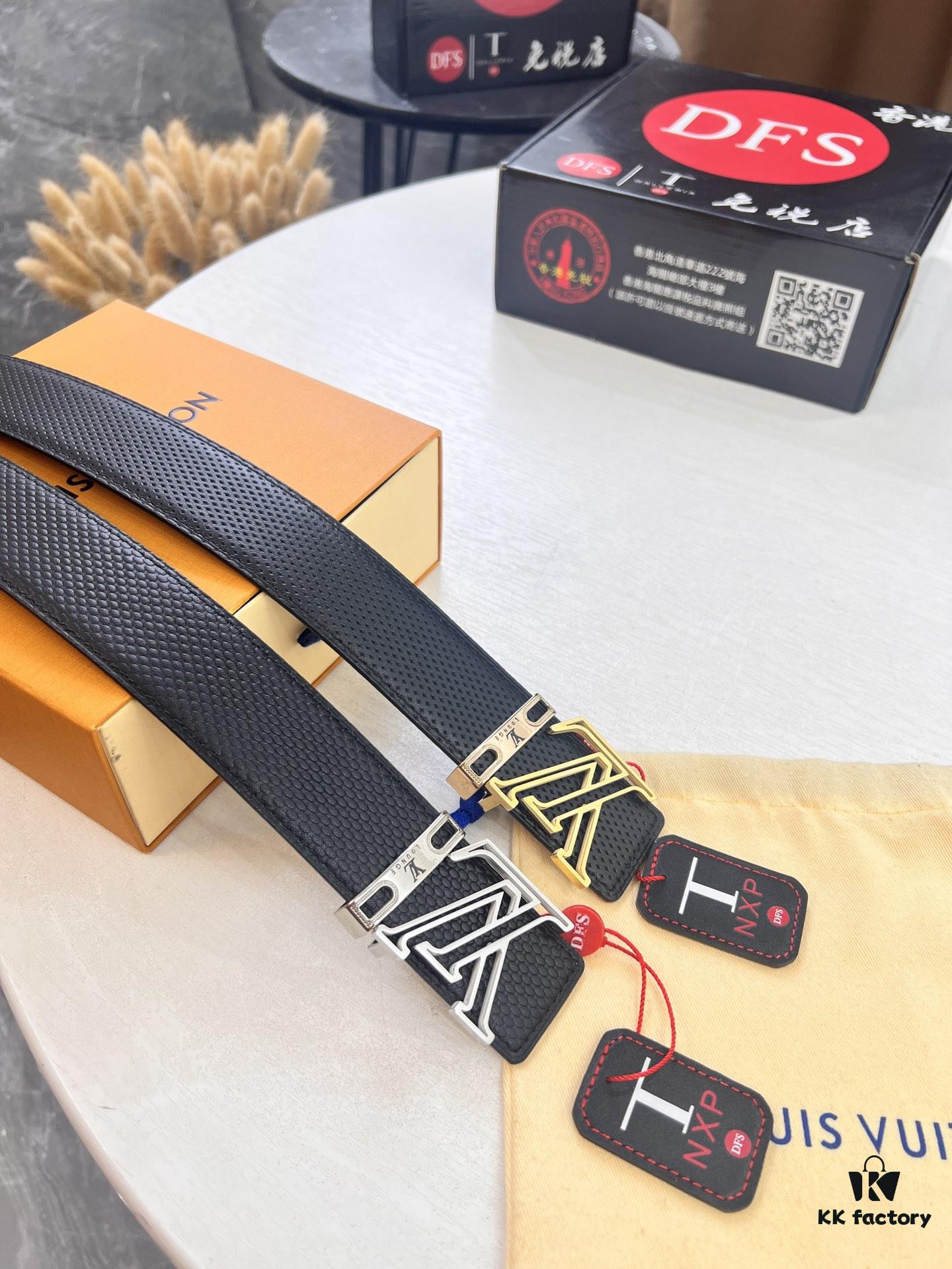 Top-Tier Louis Vuitton LV Belt - Genuine Embossed Full-Grain French Calfskin, 3.8cm Width, Steel Hardware, NXP RFID Chip Verified, Original Gift Box