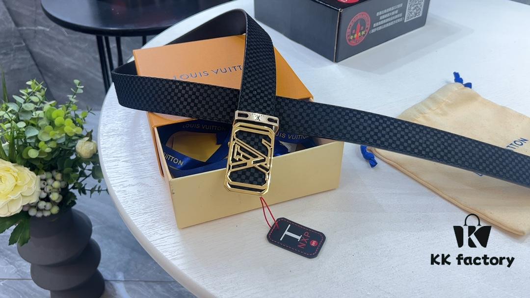 Automatic LV Stainless Steel Buckle Trendy Belt with Video Anti-Counterfeit Authentication