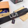 Louis Vuitton Automatic Buckle Belt, Top-Quality Genuine Leather, Imported Full-Grain Calfskin with Fine Grain Texture, 3.5 cm Width, Smooth Slide Mechanism, Stainless Steel LV Hardware