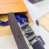 Louis Vuitton Automatic Buckle Belt, Top-Quality Genuine Leather, Imported Full-Grain Calfskin with Fine Grain Texture, 3.5 cm Width, Smooth Slide Mechanism, Stainless Steel LV Hardware