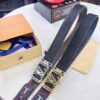 Louis Vuitton Automatic Buckle Belt, Top-Quality Genuine Leather, Imported Full-Grain Calfskin with Fine Grain Texture, 3.5 cm Width, Smooth Slide Mechanism, Stainless Steel LV Hardware