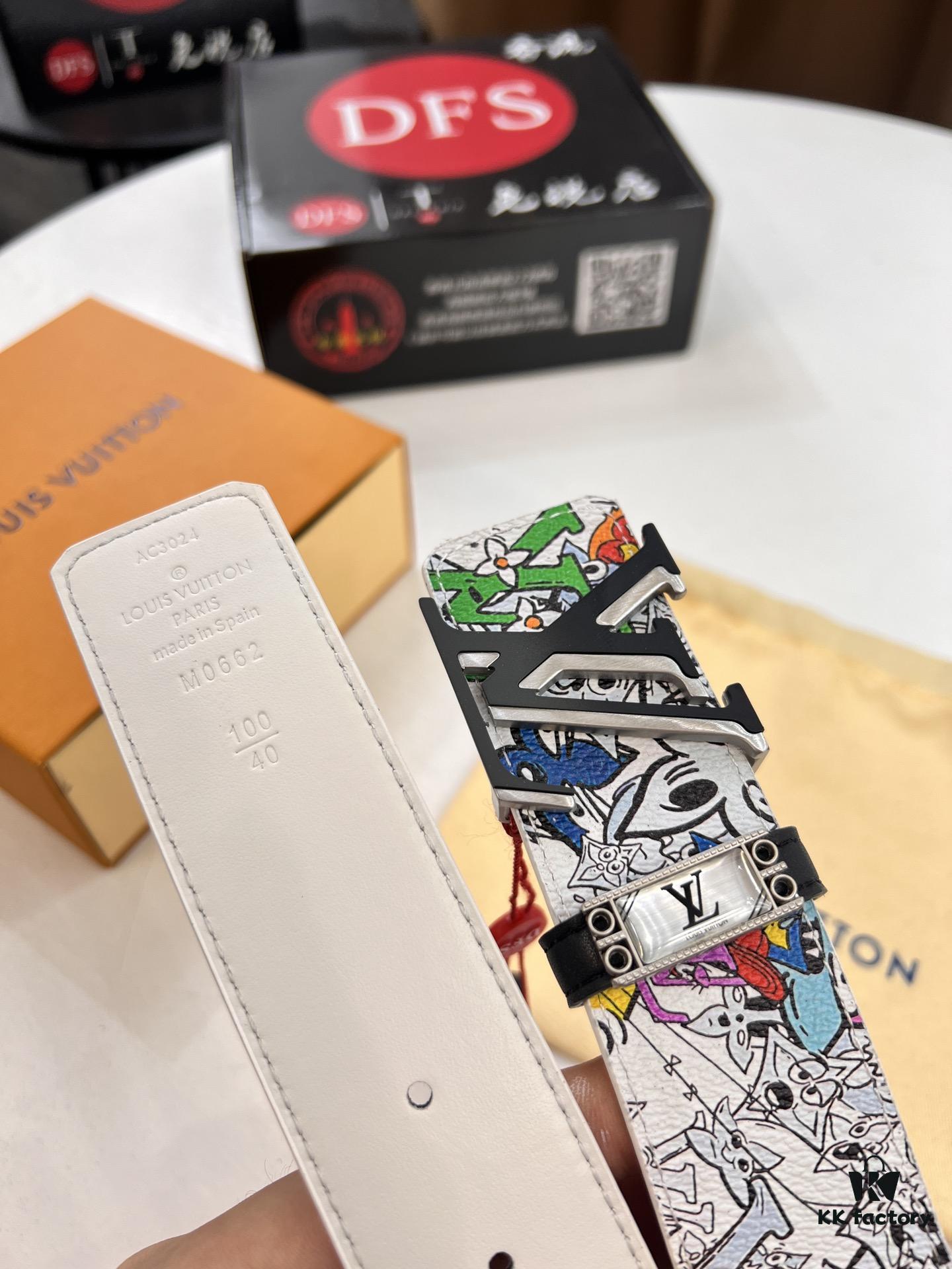 LV Men's Belt, Imported Genuine First-Layer Cowhide, 3.8cm Width, Reversible Design, High-Quality Hardware, NXP Anti-Counterfeit Chip