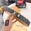 LV Men's Belt, New Arrival, Genuine Cowhide Leather, Matte Finish, Corrosion-Resistant Letter Hardware, 3.8cm Width